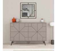 Decortie Sideboard Medium 123X77.4Cm 4 Door Storage Cabinet Particleboard Mocha Grey, Grey