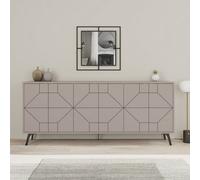 Decortie Sideboard Large 181X77.4Cm 6 Door Storage Cabinet Particleboard Mocha Grey, Grey