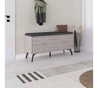 Decortie 'Dune' Modern 4-Door Shoe Bench Storage Metal Legs 107cm in Grey | Size: 1 Pack Decortie Grey 1 Pack