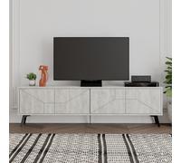 Decortie Dune Modern Tv Unit Multimedia Centre With Storage Stylish Tv Cabinet 65" Tvs Ancient White 180Cm
