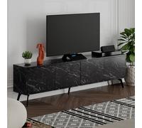 Decortie Dune Modern Tv Unit Multimedia Centre With Storage Stylish Tv Cabinet 65" Tvs Black Marble Effect 180Cm