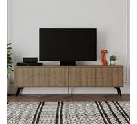 Decortie Dune Modern Tv Unit Multimedia Centre With Storage Stylish Tv Cabinet 65" Tvs Dark Oak Effect 180Cm