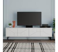 Decortie Dune Modern Tv Unit Multimedia Centre With Storage Stylish Tv Cabinet 65" Tvs White 180Cm