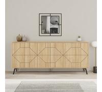 Decortie 6-Doors Push-to-open Doors Sideboard 'Dune' with Metal Legs 183cm in Natural | Size: 3 Pack Decortie Natural 3 Pack
