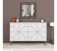 Decortie 4-Doors Push-to-open Doors Sideboard 'Dune' with Metal Legs 123cm in White | Size: 2 Pack Decortie White 2 Pack