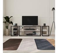 Echo Modern TV Unit Set Metal Frame and Open Shelves with 2 Side Unit - Mocha Grey