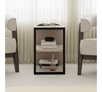 Decortie Echo Modern 3-Tier Sofa End Side Table Bedside Metal Frame Mocha Grey Living Room