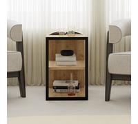 Decortie Echo Modern 3-Tier Sofa End Side Table Bedside Metal Frame Oak Living Room