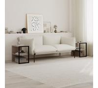 Decortie Echo Modern Sofa End Table Set Of 2 3-Tier Metal Frame Mocha Grey Living Room