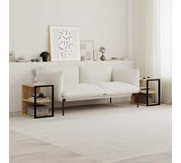 Decortie Echo Modern Sofa End Table Set Of 2 3-Tier Metal Frame Oak Living Room