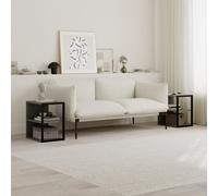 Decortie Echo Modern Sofa End Table Set Of 2 3-Tier Metal Frame Retro Grey Living Room