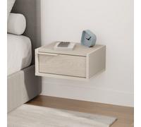Decortie Eco Floating Bedside Table W/drawer Modern Nightstand Wall-Mounted Space Saver Metal Handle Bedroom Sandstone, Sonoma Oak