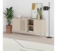 Decortie Elegant 164cm Sideboard Cabinet with 3 Soft-Close Doors, 2 Open Shelves, Laser-Cut Pattern Door, Metal Legs, Sonoma Oak - Sonoma Oak
