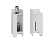 Decortie Elos Bedside Tables Set Of 2 Modern Narrow Design With Storage Shelves Right&left White 25X25X60Cm
