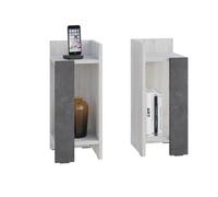 Decortie Elos Bedside Tables Set Of 2 Modern Narrow Design With Storage Shelves Right&left Ancient White, Retro Grey 25X25X60Cm