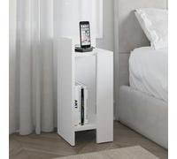 Decortie Elos Modern Bedside Table Left Module Narrow 25cm - White