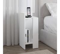 Decortie Elos Modern Bedside Table Left Module Narrow White 25Cm