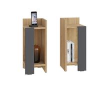 Decortie Bedside Table Set 25X25X60Cm Particleboard Anthracite Grey, Multi