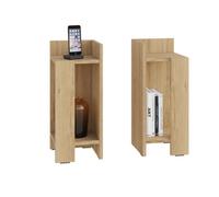 Decortie Elos Modern Narrow Bedside Table Nightstand 2-Piece Set Left Right Module 25Cm Oak