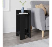 Decortie Elos Modern Narrow Bedside Table Nightstand 25Cm, 2-Tier Open Shelf Right Module, Black Wood Effect