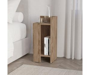 Decortie Elos Modern Narrow Bedside Table Nightstand 25Cm, 2-Tier Open Shelf Right Module, Whiskey Oak Effect