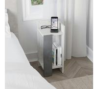 Decortie Elos Modern Narrow Bedside Table Right Module 25x25x60cm - Ancient White-Retro Grey