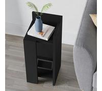 Decortie Bedside Table 27X25X60Cm Particleboard Black Wood, Black