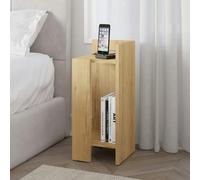 Decortie Bedside Table 27X25X60Cm Particleboard Oak, Cream