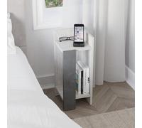 Decortie Elos Modern Narrow Bedside Table Right Module Ancient White Retro Grey 25X25X60Cm