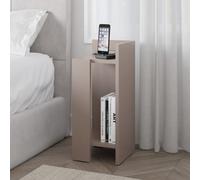 Decortie Bedside Table 27X25X60Cm Particleboard Mocha Grey, Grey