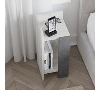 Decortie Elos Modern Narrow Left Module Bedside Table Nightstand 25Cm Drop-Door Storage White