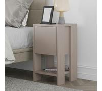 Decortie Ema Modern Bedside Table With Storage Drop-Door Cabinet Mocha Grey 30Cm Width