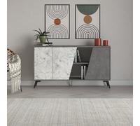 Decortie Fiona Console Sideboard Display Unit 150 Retro Grey White Marble Effect