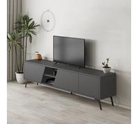 Decortie Fiona Modern Tv Unit Multimedia Cabinet With Storage Doors 75" Anthracite Grey 180Cm