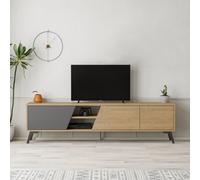 Decortie Fiona' Modern TV Unit Multimedia Centre 180cm in Natural | Size: 2 Pack Decortie Natural 2 Pack