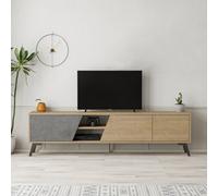 Fiona' Modern TV Unit Multimedia Centre 180cm Decortie Mid Grey 2 Pack