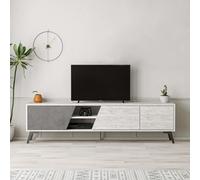 Decortie Fiona' Modern TV Unit Multimedia Centre 180cm in Off-White | Size: 2 Pack Decortie Off-White 2 Pack