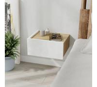 Decortie Floating Bedside Table W/ Drawer Handleless Modern Nightstand Wall-Mounted Storage Cabinet Space-Saver Bedroom, White-Oak