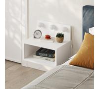Decortie Floating Bedside Table With 3 Led Lights 30Cm Modern Wall-Mounted Open Shelf For Storage, Bedroom Space-Saver, White