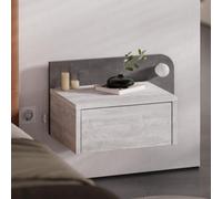 Decortie Dotta' Floating Bedside Table with LED Light 33.5cm in Off-White | Size: 1 Pack Decortie Off-White 1 Pack