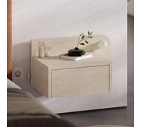 Floating Bedside Table with Drawer, LED Light, Sonoma Oak - Sonoma Oak