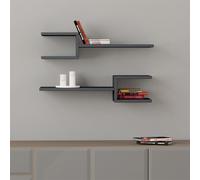 Fork' Modern Floating Shelf Set 18.2cm 2 Piece Decortie Dark Grey 1 Pack