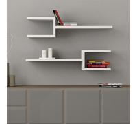 Fork' Modern Floating Shelf Set 18.2cm 2 Piece Decortie White 1 Pack