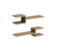 Decortie Fork Modern Wall Mounted Floating Shelf Unique Design Set 2 Piece Shelf 75cm - Whiskey Oak