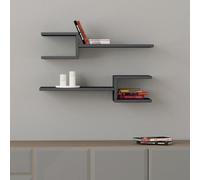 Fork' Modern Floating Shelf Set 18.2cm 2 Piece Decortie Dark Grey 1 Pack