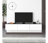 Decortie Francy Modern Wall Mounted Tv Unit 55" Multimedia Centre Anthracite Grey White 180Cm