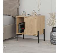 Decortie Glynn' Modern Bedside Table 48cm with Black Metal T Legs in Natural | Size: 1 Pack Decortie Natural 1 Pack