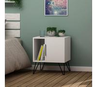 Glynn' Modern Bedside Table with Metal Hairpin Legs 50cm Decortie White 1 Pack