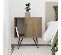 Glynn' Modern Bedside Table with Metal Hairpin Legs 50cm Decortie Dark Brown 1 Pack