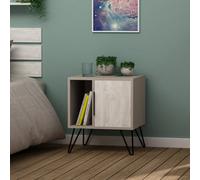 Decortie Glynn Modern Bedside Table With Metal Hairpin Legs Bedroom Nightstand With Storage Mocha Grey Ancient White 50.2Cm